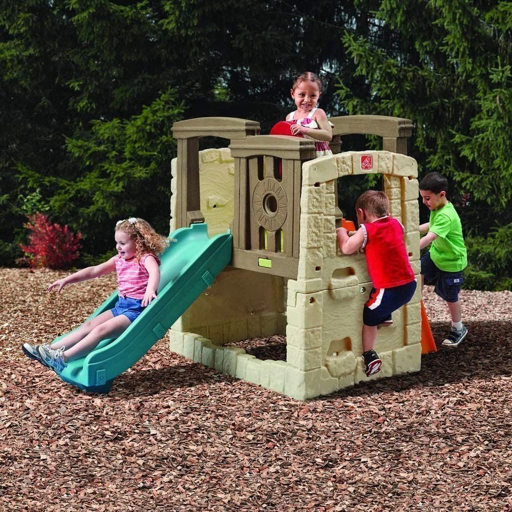 81FCNcnzveL._AC_SL1000-1-2-1.jpg Step2 Naturally Playful Woodland Climber II with Slide, Green - Image 1
