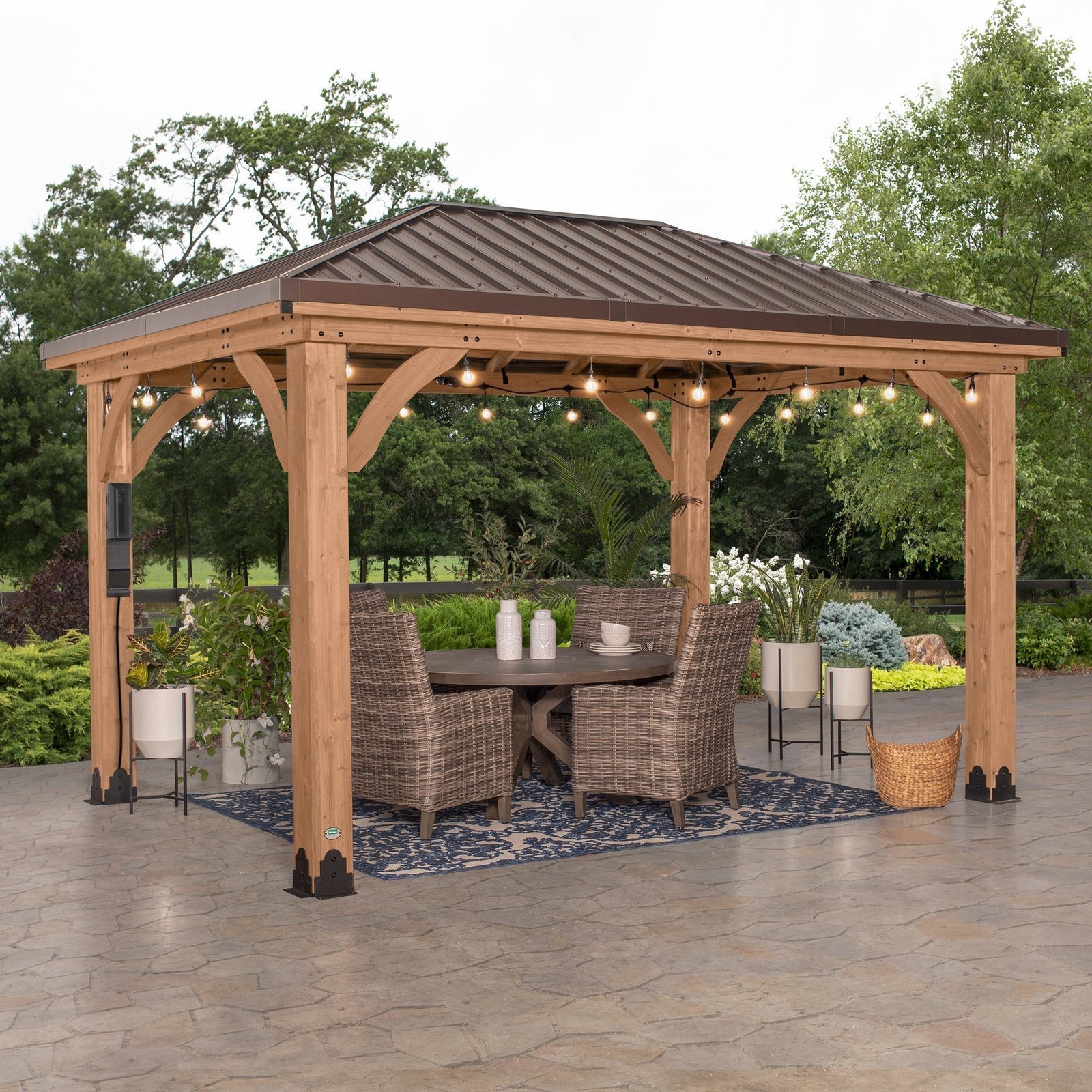 Cordova-Gazebo-Main-2kPower.jpg Cordova 14×10 Outdoor Gazebo with Steel Frame and Weather-Resistant Canopy - Image 1