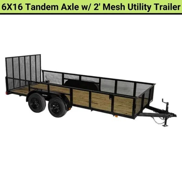 MESH6X16-600x600-1.jpg Triple Crown 6X16 Tandem Axle w/ 2? Mesh Utility Trailer | MESH6X16 - Image 1